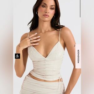House of CB ANTONELLA OFF WHITE VEGAN LEATHER CORSET